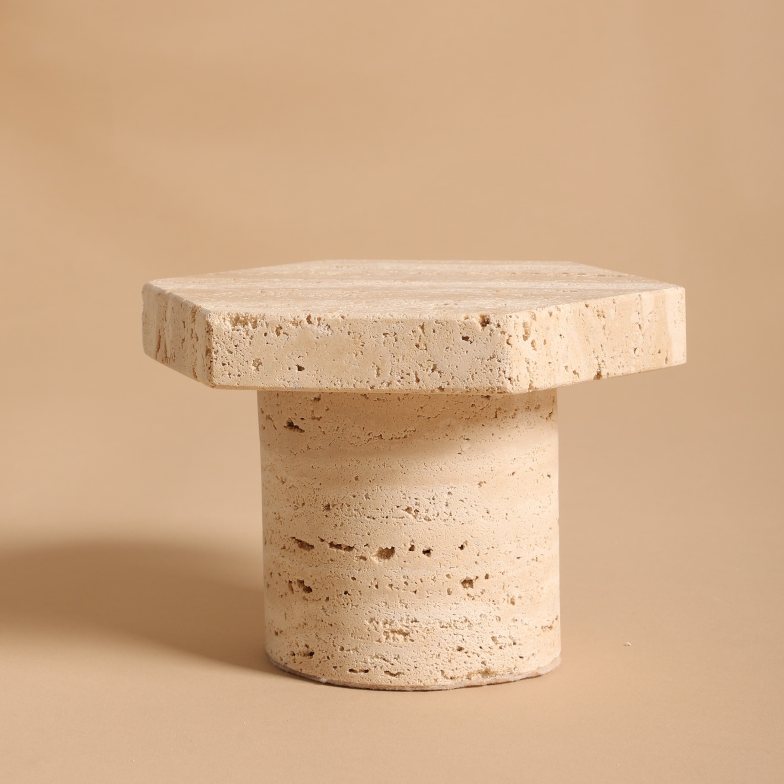 Wide Travertine Candle Holder