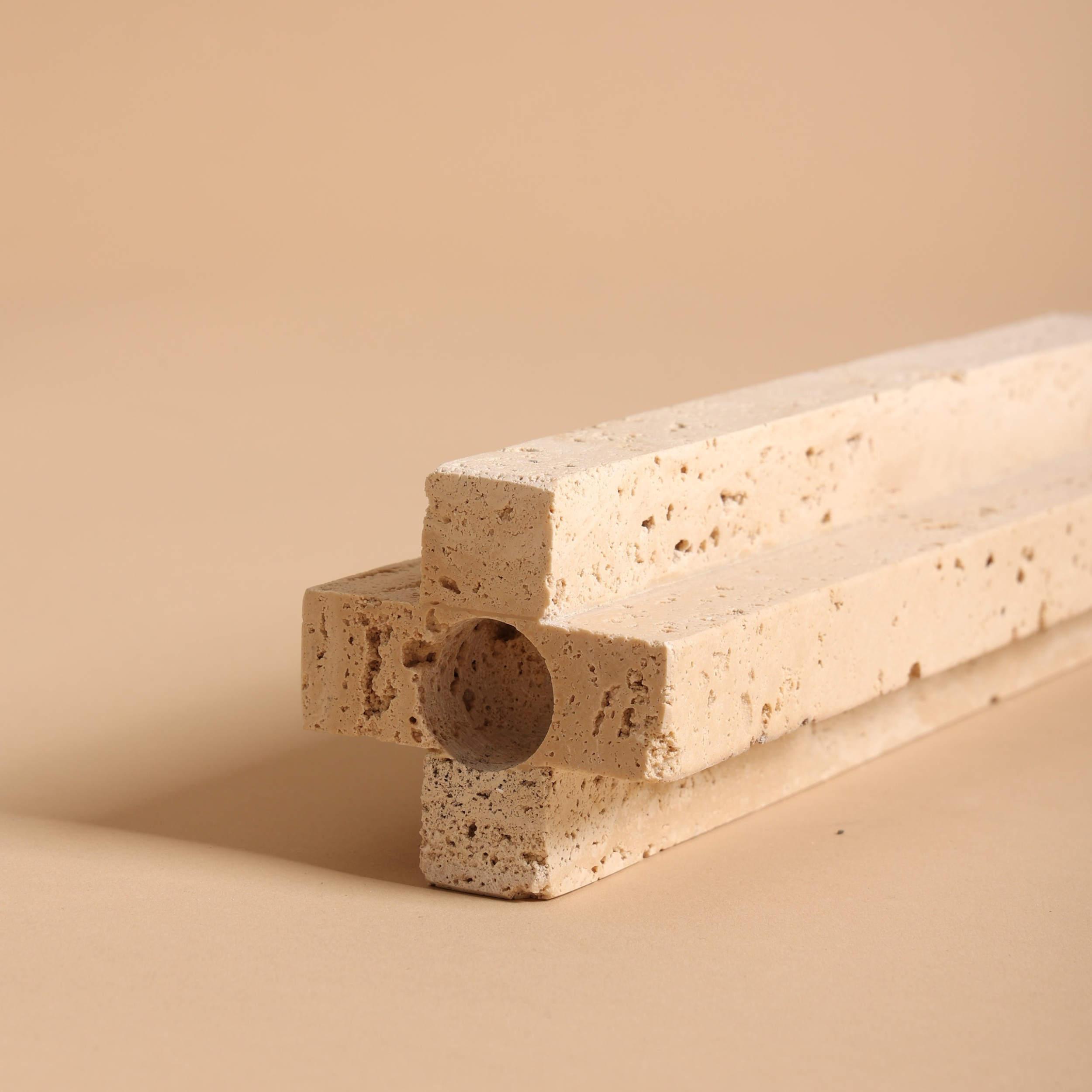 Tall Travertine Candle Holder