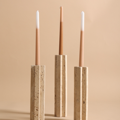 Tall Travertine Candle Holder