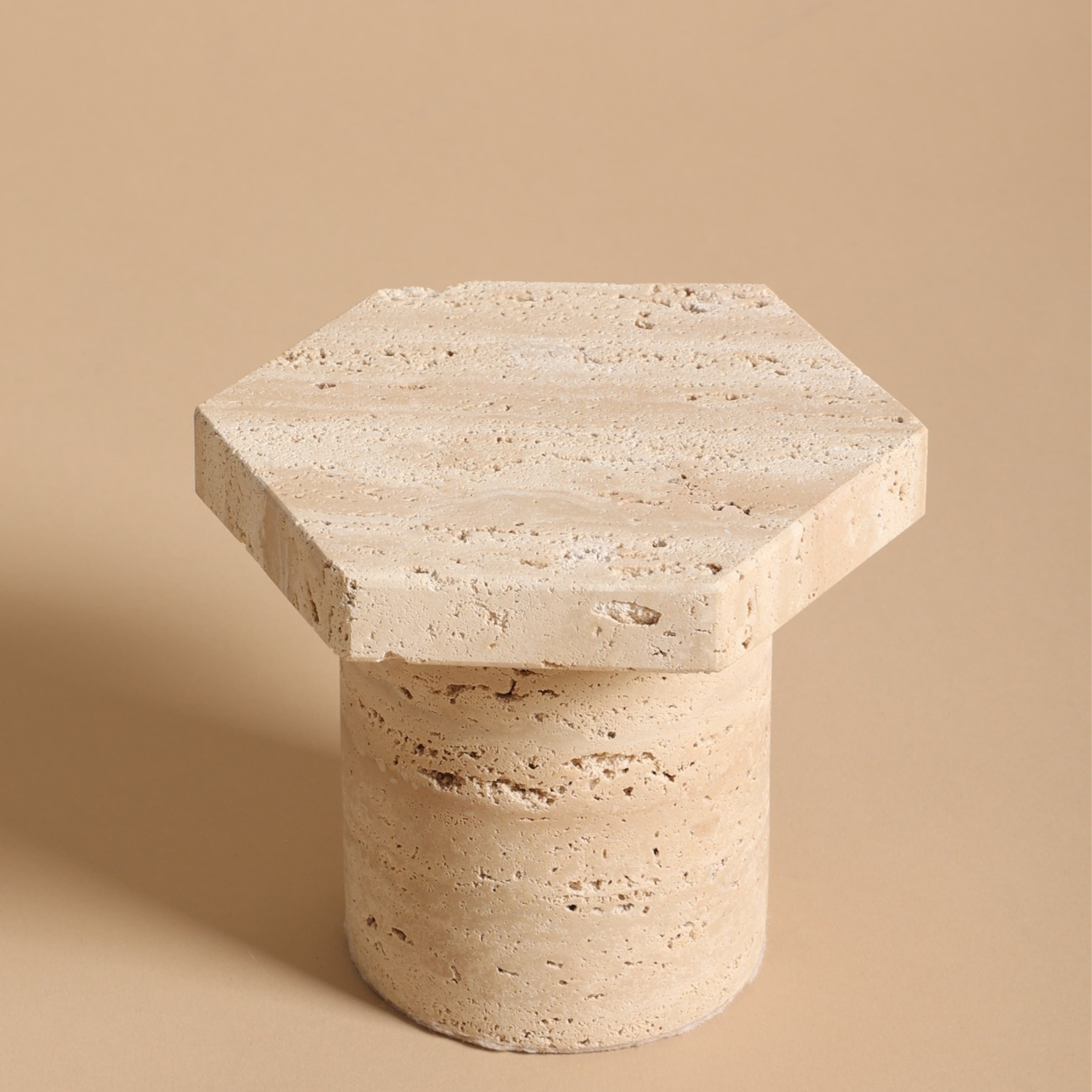 Wide Travertine Candle Holder