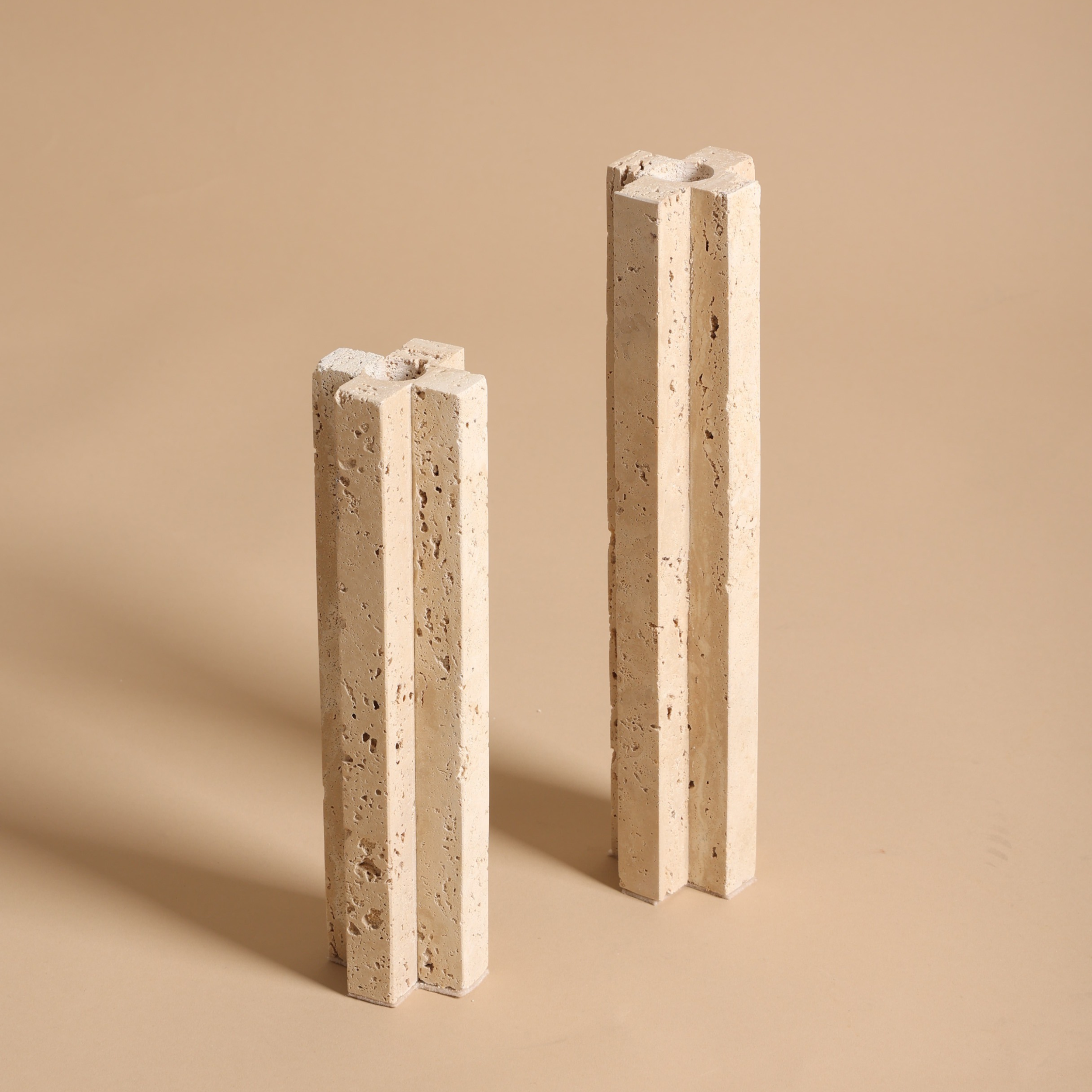 Tall Travertine Candle Holder