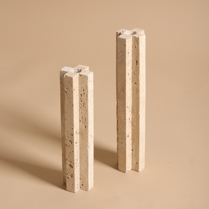Tall Travertine Candle Holder