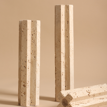 Tall Travertine Candle Holder