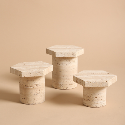 Wide Travertine Candle Holder