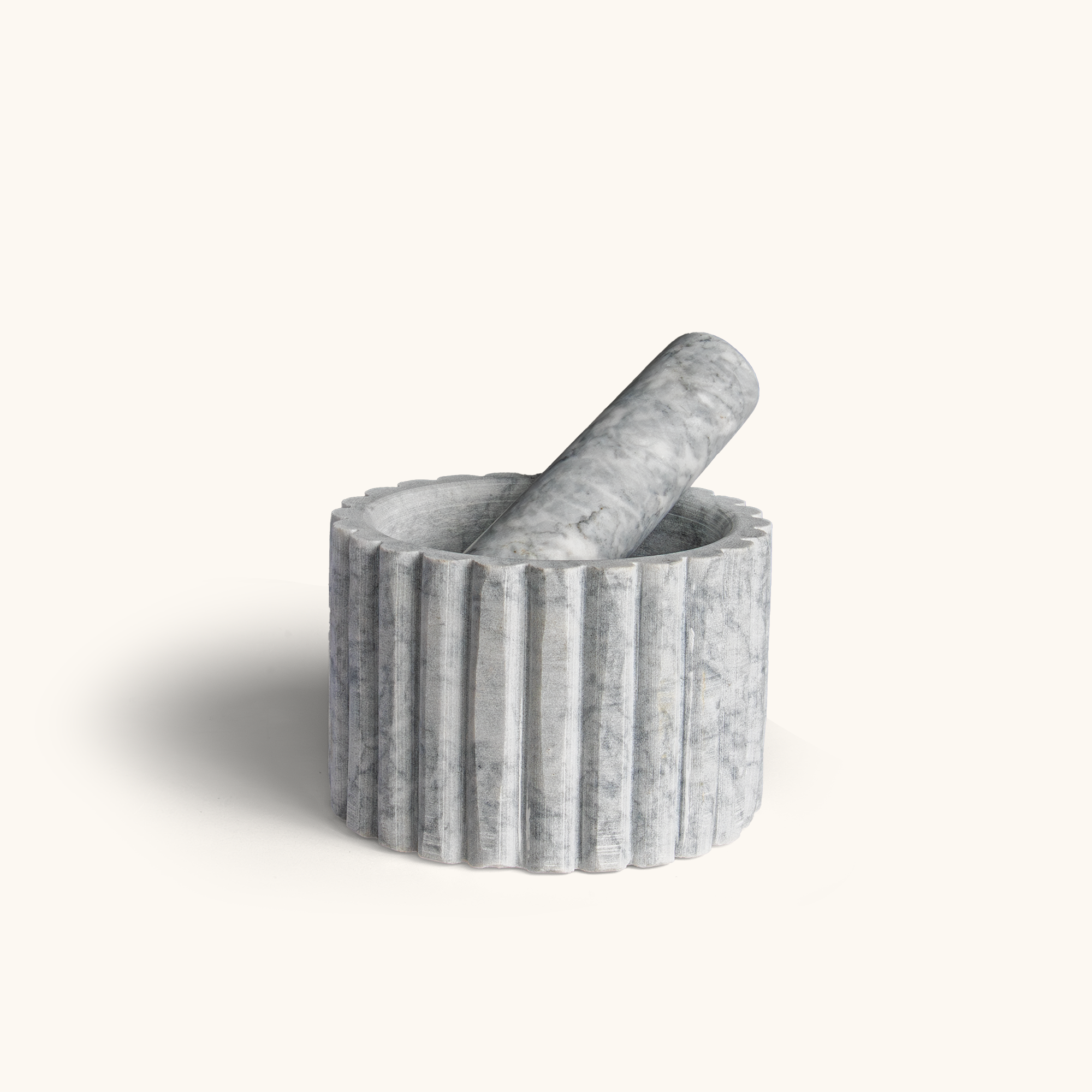 Fluted Marble Mortar & Pestle