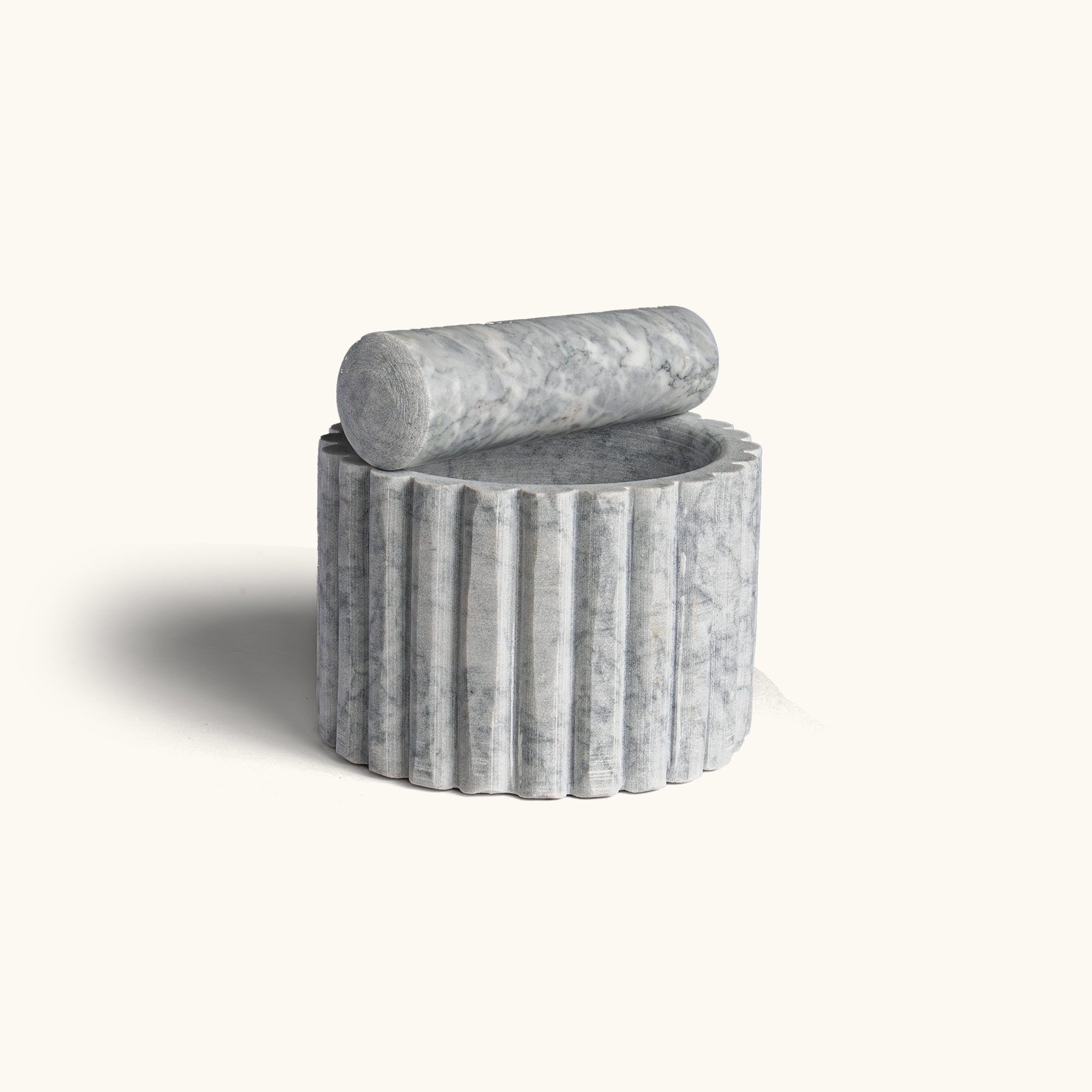 Fluted Marble Mortar & Pestle