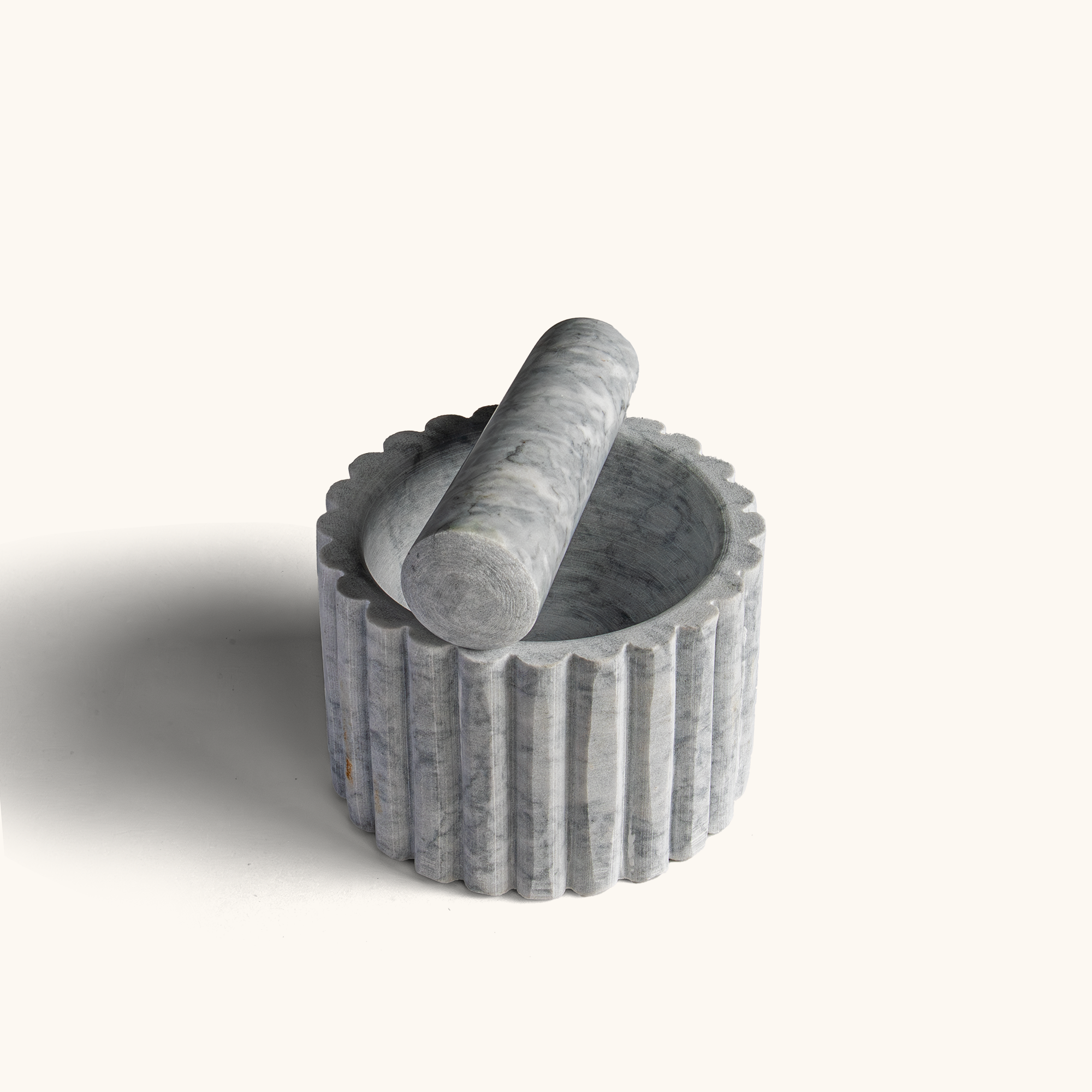 Fluted Marble Mortar & Pestle