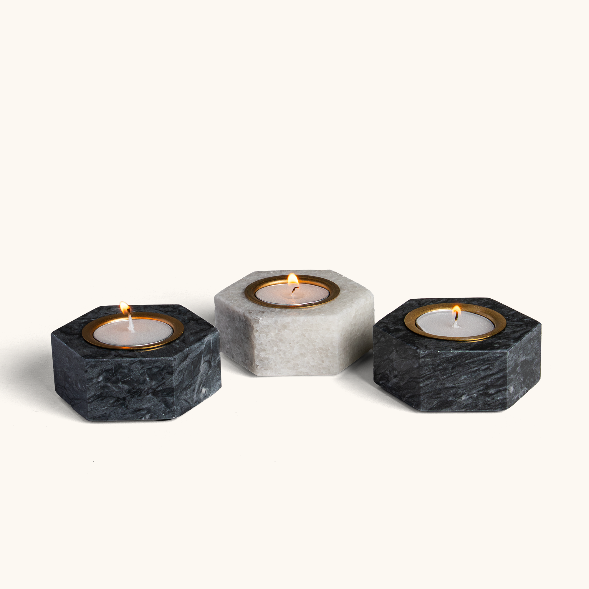 Hexagon Marble Tealight Holders