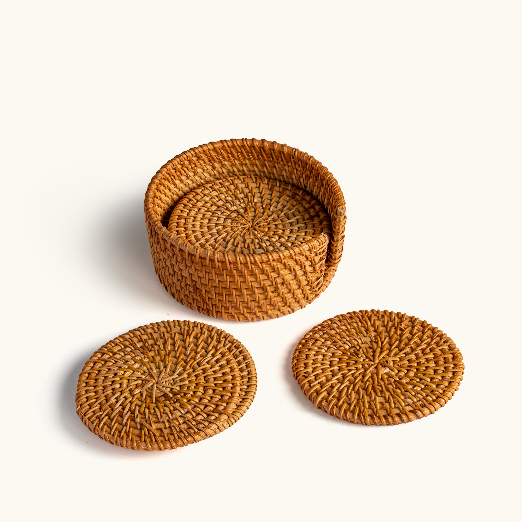 Handwoven Rattan Coasters - Set of 6